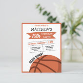 キュートバスケットボールリボンバジェット誕生日招待状 (スタンド正面)