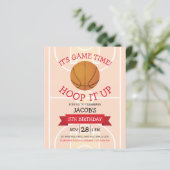 キュートバスケットボールリボンバジェット誕生日招待状 (スタンド正面)