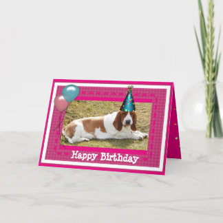 キュートバセットハウンド誕生日カード カード
