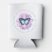 キュートバタフライオンピンクデイジー感動的引用文 缶クーラー (正面)