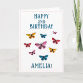 キュートバタフライガールネームハッピーバースデー カード (正面)