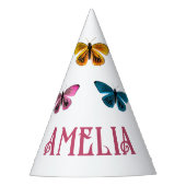 キュートバタフライガールネーム誕生日 パーティーハット (正面)