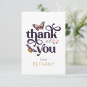 キュートバタフライパーソナライズされたフラットサンキューカード サンキューカード (スタンド正面)