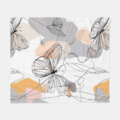 キュートバタフライラインアートパターンフリースブランケット フリースブランケット (正面(横))