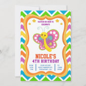 キュートバタフライ子供の誕生日パーティの招待状 招待状 (正面)