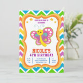 キュートバタフライ子供の誕生日パーティの招待状 招待状 (スタンド正面)