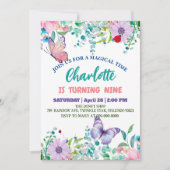 キュートバタフライ水玉模様フローラフラワー誕生日 シーズンカード (正面)