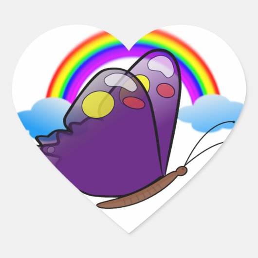 キュートバタフライ&レインボースカイズデスティニー自然 ハートシール (正面)