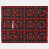 キュートバッファロープレイドスカル フリースブランケット (正面(横))