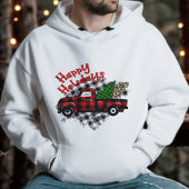 キュートバッファロープレイドタータンチェックモダンクリスマスツリー パーカ