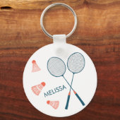 キュートバドミントンバーディラケットカスタムレトロ キーホルダー (正面)