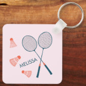 キュートバドミントンバーディラケットカスタムレトロ キーホルダー (裏面)