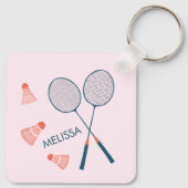 キュートバドミントンバーディラケットカスタムレトロ キーホルダー (裏面)