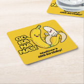 キュートバナナスカスタム文字 スクエアペーパーコースター (アングル)