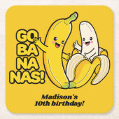 キュートバナナスカスタム文字 スクエアペーパーコースター (正面)