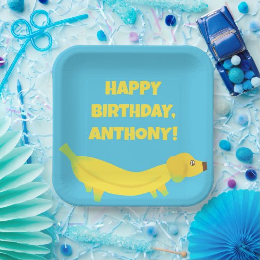 キュートバナナドッグカスタムパーティー ペーパープレート (パーティー)