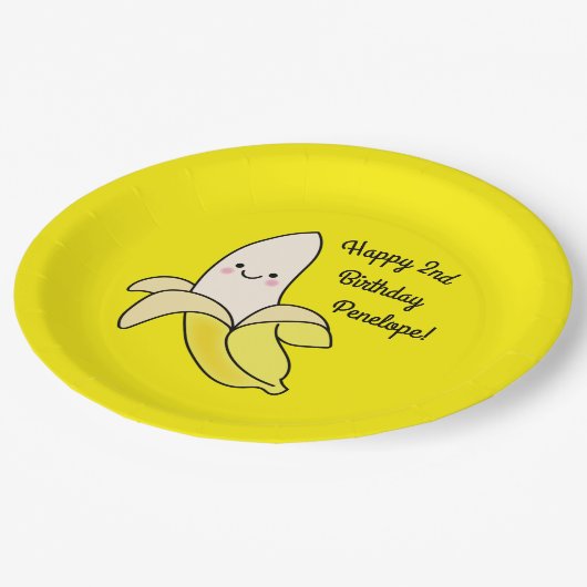 キュートバナナ子供の誕生日かわいい ペーパープレート (アングル)