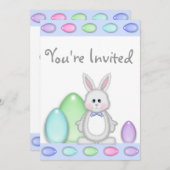 キュートバニーとエッグスカラフルイースターボーイズ誕生日 招待状 (正面/裏面)