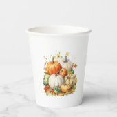 キュートバニーとカボチャ秋誕生日 紙コップ (裏面)