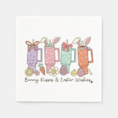 キュートバニーアンドボーズレトロコケットパステルイースター スタンダードカクテルナプキン (正面)