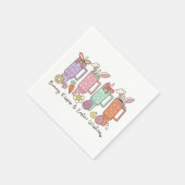 キュートバニーアンドボーズレトロコケットパステルイースター スタンダードカクテルナプキン (角)