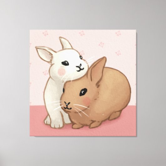 キュートバニーイラストレーション キャンバスプリント (正面)