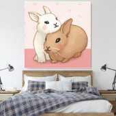 キュートバニーイラストレーション キャンバスプリント (インサイチュ (寝室))