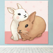 キュートバニーイラストレーション キャンバスプリント (インサイチュ (ウッドフロア))
