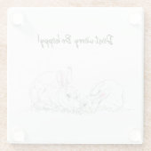 キュートバニーインクスケッチ | Don't Worry Be Hopy ガラスコースター (裏面)