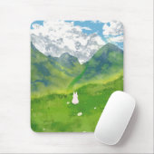 キュートバニーインマウンテンビューマウスパッド マウスパッド (マウス)