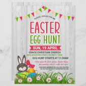 キュートバニーイースターエッグ狩り招待状フライヤー (正面/裏面)
