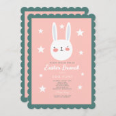 キュートバニーイースターブランチ卵狩り 招待状 (正面/裏面)