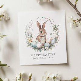 キュートバニーエッグガーランドリースパーソナライズされたイースター カード
