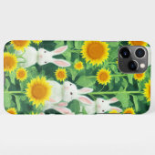キュートバニーエンチャントひまわりガーデンスケッチ iPhoneケース (裏面横)