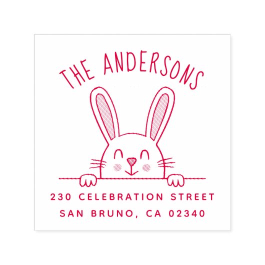 キュートバニーカスタムファミリーネーム&差出人住所 セルフインキングスタンプ (デザイン)