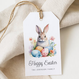 キュートバニーカラフルハッピーイースター ギフトタグ