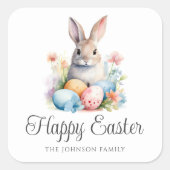 キュートバニーカラフルハッピーイースター スクエアシール (正面)