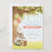 キュートバニーセカンド誕生日招待状 招待状 (正面)