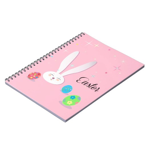 キュートバニーハッピーイースターホリデーパーティートレンディー ノートブック (左側)