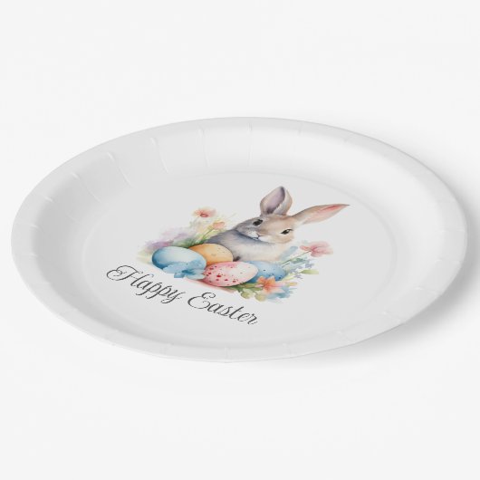 キュートバニーハッピーイースター ペーパープレート (アングル)