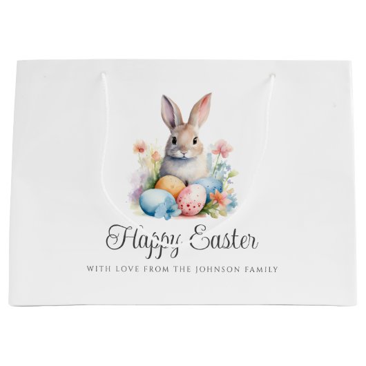 キュートバニーハッピーイースター ラージペーパーバッグ (正面)