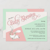 キュートバニーパステルガールベビーシャワー招待状 招待状 (正面/裏面)