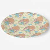 キュートバニーパターンイエローラウンド紙プレート ペーパープレート (アングル)