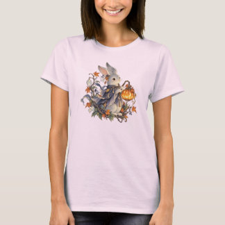 キュートバニーパンプキンランタンハロウィンTシャツ レディース Tシャツ