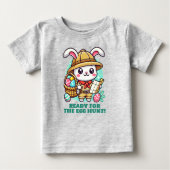 キュートバニーパーソナライズされたイースターエッグ狩り ベビーTシャツ (正面)