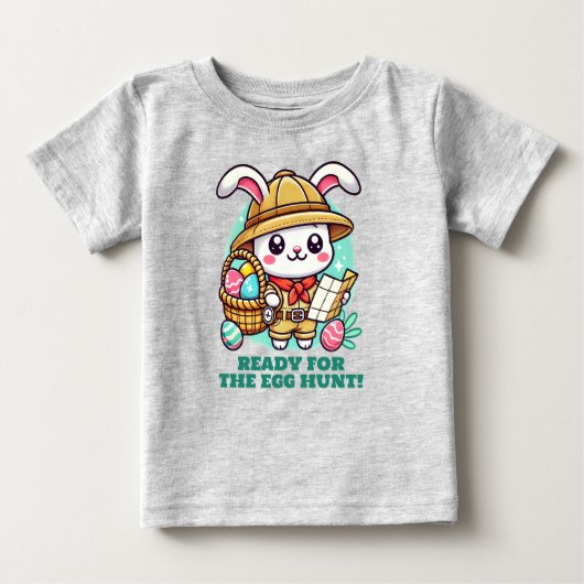 キュートバニーパーソナライズされたイースターエッグ狩り ベビーTシャツ (正面)