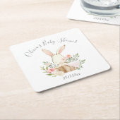 キュートバニーラビットガールベビー スクエアペーパーコースター (アングル)