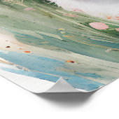 キュートバニーラビットパステルウォーターカラー春の花 ポスター (角)