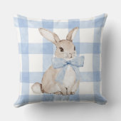 キュートバニーラビットブループレイドヴィンテージ クッション (裏面)