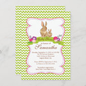 キュートバニーラビットベビーシャワー招待状 招待状 (正面/裏面)